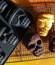 abordables -Moule à gâteau en forme de crâne d'Halloween, 6 grilles, crâne de pirate, grand moule de cuisson en silicone en forme de crâne pour chocolat, gâteau, mousse, résine et bricolage d'Halloween
