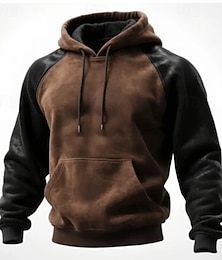 abordables -Homme Sweat à capuche Marron À capuche Uni Patchwork Bloc de Couleur Sport & Loisir Occasionnel Quotidien Streetwear Frais Vêtements de sport Printemps & Automne Vêtement Tenue Pulls Capuche Pulls