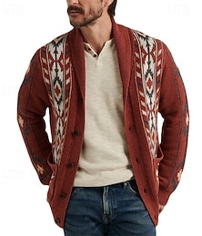 abordables -Homme Gilet Cardigan Pull Court Pull zippé Pull Tricoté Côtelé Tricoter Hauts Réguliers Avec Poches Boutons Argyle Col châle Mode Classique Vacances Tenue quotidienne Vêtement Tenue Automne Hiver