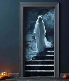رخيصةأون -Halloween غطاء الباب لافتات خارجية شبح مخدر الظلام بانك القوطية حفلة الخارج خلفيات التصوير الباب الأمامي شرفة حائطية ديكورات حائط وباب وخلفية
