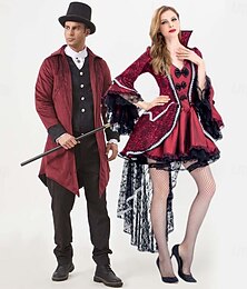 abordables -Sorcière Vampire Halloween Costume élégant Costumes de Groupe pour Couples d'Halloween Nuit de Walpurgis Tenues Cosplay Adulte Homme Femmes Mascarade Mardi Gras Performance Soirée Halloween