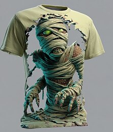 abordables -Halloween Homme Illusion d'optique Zombies Momie T-shirt Manche Courte T-shirt Impression 3D Col ras du cou Chemise Exagéré Designer Horreur Soirée Rue Fête Bleu Violet Vert Été Printemps Toutes