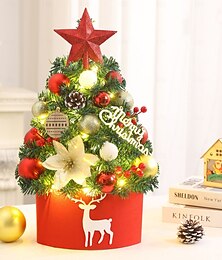 economico -albero di Natale da tavolo 45 cm con luci, piccolo albero di Natale da tavolo con luci decorazioni natalizie artificiali scrivania cameretta bambini ufficio arredamento casa natale