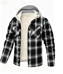 economico -Per uomo Felpa con cappuccio Giacca in Pile Felpa con cappuccio foderata in pile Nero Blu Verde Con Cappuccio Plaid Tasca Sport & Outdoor Quotidiano Ferie Poliestere Streetwear Essenziale Casual