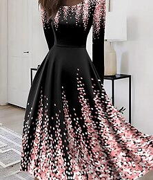 ieftine -Pentru femei Rochii Midi Rochie A line Rochie Fit And Flare Vacanță Casual Boho Petrecere Zilnic Ieșire Fit regulat Ombre Grafic Manșon Lung Stil Nautic Roz Îmbujorat Albastru piscină Mov Trifoi Var