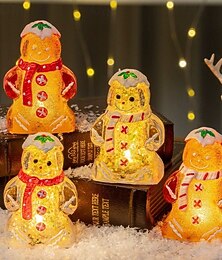 abordables -Noël mignon bonhomme en pain d'épice bougie lumineuse bonhomme de neige de Noël alimenté par batterie décorations de Noël cadeau de nouvel an décoration de la maison
