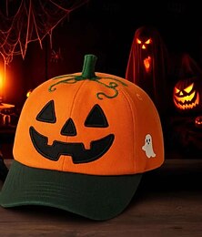 economico -Per uomo Cappellino da Baseball Cappello da Sole Cappello da Camionista Arancione Poliestere Ricamato Moda Casual Festa di Halloween Festival Zucca Fantasma Regolabile Protezione solare Traspirante
