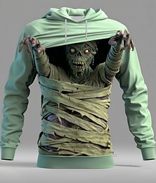 abordables -Halloween Hombre de impresión en 3D Zombis 3D Sudadera Punk Exagerado Cuello Barco Discoteca Ropa de calle Rosa Azul Piscina Correa Otoño Invierno Diseñador