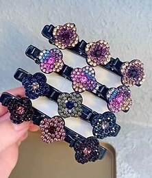 abordables -Lot de 4 barrettes à cheveux tressées en cristal scintillant pour femmes, épingles à cheveux latérales, barrettes à franges en bec de canard, accessoires de coiffure décoratifs élégants pour franges, outils de réparation de cheveux cassés, usage quotidien