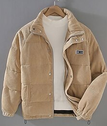 economico -Per uomo Cappotto Invernale Giacca imbottita Tasca Poliestere Vacanza Abbigliamento quotidiano Data Regolare Moda Casual Confortevole Calore Termico Autunno Inverno Colore Solido / Tinta Unita Nero