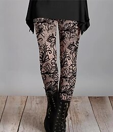 olcso -Női Leggingek Szabadság Szüret Divat Teljes hossz Magas derék Grafika Absztrakt Nyomtatás Melegen tartani Mekano Légáteresztő Nyúlós Szabadtéri Vakáció Utca Sötétvörös Rózsaszín Medence Kék Tavasz