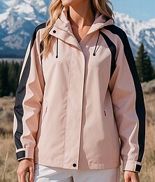 billige -Dame Utejakke Turjakke vanntett jakke Utendørs Vanntett Vindtett Hurtigtørkende Lettvekt Turantrekk Turklær Vår Høst Jakke Fisking Klatring Camping / fotturer / grotting Lapper Svart Rosa Burgunder