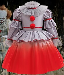 abordables -Déguisement effrayant Robe Costume élégant Clown Pennywise Déguisement Fille Halloween Carnaval Performance Soirée Enfant Robe