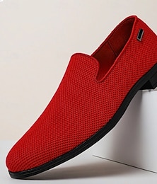preiswerte -Rote, atmungsaktive Slipper aus Strick für Herren, leichte, lässige Wanderhalbschuhe für Sommer, Reisen und Streetwear-Mode