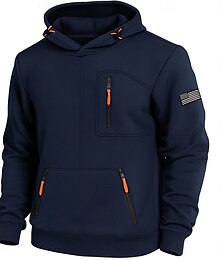 economico -Per uomo Maglia Felpa con cappuccio Felpa con cappuccio tattica Nero Verde militare Blu marino Grigio chiaro Con Cappuccio Semplice Bandiera Americana Cerniera Sport & Outdoor Casuale Quotidiano