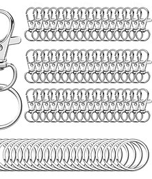 economico -100 ganci a scatto girevoli con portachiavi, 50 ganci a clip per portachiavi e 50 portachiavi, chiusure a moschettone per cordino per portachiavi, gioielli, arte e artigianato