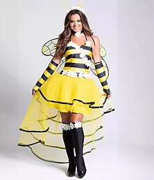 abordables -Abeille Halloween Robe Costume élégant FÉE Mignon Adulte Femmes Halloween Carnaval Performance Soirée Déguisements d'Halloween faciles Se déguiser