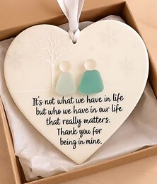 levne -Vánoční ozdoba ve tvaru srdce z mořského skla a keramiky s dárkovou krabičkou, ručně vyráběná závěsná památka inspirovaná oceánem pro nejlepší přátele, vánoční dekorace na stromeček