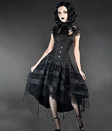 levne -Punk a gotika Steampunk Asymetrické Sukně Gotická dívka Krajka Maškarní kostým Dámské předvečer Všech svatých Karneval Výkon Párty Dospělí Sukně