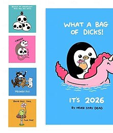 preiswerte -Niedlicher Tier-Wandkalender 2026, Monatsplaner mit niedlichem Pinguin, Katze, Tiger, Ninja und Figuren, Januar bis Dezember 2026, perfekt für Anime-Fans, Heim- und Bürodekoration, ideales Geschenk