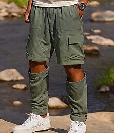abordables -Homme Pantalons Cargo Pantalons Convertibles à Fermeture Éclair Pantalons de randonnée Pantalons softshell Extérieur Coupe régulière Séchage Rapide Bas Avec Poches Taille Élastique Noir Vert Véronèse