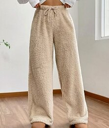 olcso -Női Melegítőnadrágok Pamutszövet nadrág Palazzo nadrág Divat Utcai sikk Alap Teljes hossz Magas derék Tömör szín Sima Elasztikus derékpánt kellemes Mekano Kényelmes Nyúlós Szabadtéri Utca Teveszín