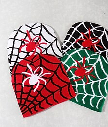 halpa -Miesten Sukupuolineutraali Pipo Talvihatut Pipot 骷髅头毛线帽 Neulo hattu Vaalean sininen Musta Akryylikuidut Jakardi Kudottu Kodikas Halloween Arki-asut Festivaali SPIDER hämähäkinverkko Lämmin