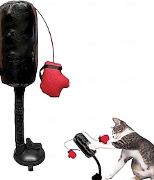 billiga -leksak för kattboxning, boxningssäck, lekgym med fjäderbelastad guppfunktion, sugkoppsbas och klockor&amp;crinkles, interaktiv kattleksak för innekatter