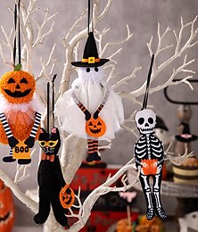 abordables -4 pièces d'ornements suspendus faits à la main pour Halloween, citrouille, chat noir, fantôme, décorations de crâne, fête de vacances effrayante, décoration suspendue pour la maison et l'intérieur