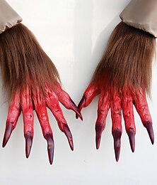 levne -Pánské halloweenské rukavice s vlkodlačími drápy – strašidelné chlupaté ruce monstra s dlouhými nehty, doplňky ke kostýmům na párty a hororové hraní rolí