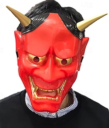 abordables -Samouraï démon Halloween Masque Masque Oni japonais Horreur Effrayant Visage Complet Adulte Unisexe Halloween Carnaval Performance Soirée Déguisements d'Halloween faciles Se déguiser