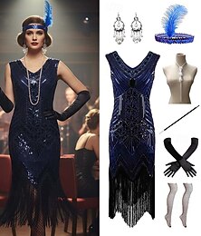 olcso -Retró Ordító 20-as évek 1920-as évek Déli Flapper ruha Ruhák Divatos jelmez Extra méret A nagy Gatsby Charleston Flitter Rojt Toll Jelmez Női Mindszentek napja Farsang Újév Álarcos mulatság Retro