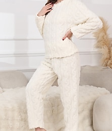 halpa -Naisten loungewear Yöpukusarja Vapaa-aika Mukavuus Kukka Puhdas väri Joustava vyötärö Pullover Housut Loma Koti Päivittäin Pitkähihainen Tiukka pyöreä kaula-aukko Vaalea vaaleanpunainen valkoinen