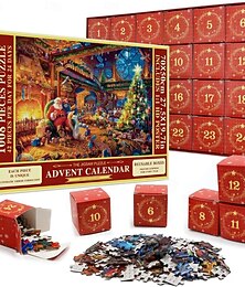 levne -Adventní kalendář 2025 pro dospělé a děti, vánoční puzzle s odpočítáváním 24 dnů pro chlapce, dívky, teenagery, 1008 dílků, zimní, vánoční, sváteční, vintage puzzle, dárková dekorace.