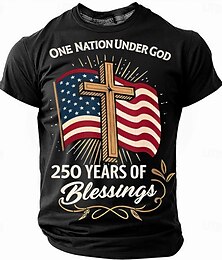 baratos -Homens 250º aniversário dos Estados Unidos Camiseta Manga Curta Camiseta Impressão 3D Gola Redonda Camisa Diário Militar Rua Diário Preto Vermelho Azul Verão Primavera Roupa S M L XL XXL XXXL