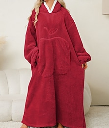 halpa -Naisten loungewear Yöpaita Haalarit Lämmin Plyysi Hedelmä Tasku Koti Pitkähihainen Tiukka pyöreä kaula-aukko Rubiini Khaki Tumman sininen Harmaa Syksy Talvi Räätälöity istuvuus