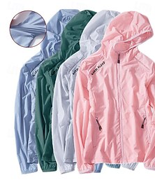 abordables -veste de randonnée imperméable pour femme upf 50+ protection solaire uv sweat à capuche zippé manches longues pêche course randonnée veste coupe-vent été extérieur coupe-vent ultra léger (ul) veste