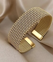 abordables -Bracelet en acier inoxydable plaqué or 18 carats, bracelet de style gothique hip hop, sans pierres, à porter au quotidien et en soirée, bijoux en acier inoxydable 304 toutes saisons