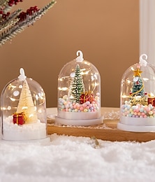 abordables -1 pièce 11 * 7,2 cm arbre de Noël lumineux argent fleur cadeau veilleuse bureau arbre de Noël scène de neige ornement lumière AG10 * 3 piles