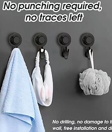 economico -Confezione da 4 ganci a ventosa rotanti: ganci adesivi a vuoto potenti, senza fori, montaggio a parete per cucina, bagno, porta, vestiti e organizzazione della casa