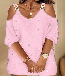 baratos -Mulheres Vestido midi Vestido Suéte Vestido casual Elegante Moda Moderno Ao ar livre Escritório Diário Normal Tecido Manga Longa Assimétrico Rosa Inverno Outono