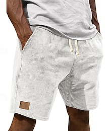 olcso -Férfi Rövidnadrágok Nyári rövidnadrág Alkalmi rövidnadrág Corduroy Shorts Zsinór Zseb Rugalmas derék Sima Mokaszinok Légáteresztő Rövid Szabadtéri Vakáció Sport Alkalmi Fekete Fehér