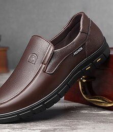 abordables -Chaussures d'affaires marron à enfiler pour hommes avec semelle antidérapante, style formel classique pour le bureau, les réunions et les vêtements de travail quotidiens