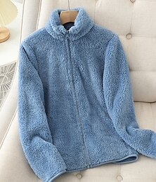 levne -Dámské Šerpa bunda Pohodlné Prodyšné Zip Kapsy Na běžné nošení Bez vzoru Dovolená ulice Ležérní Denní nošení Zip Standardní Stojáček Běžný Dlouhý rukáv Svrchní oděvy Bílá Světlá růžová Vodní modrá