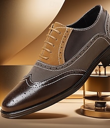 preiswerte -Graue und braune Oxford-Brogue-Abendschuhe für Herren, klassische, formelle Business-Schnürschuhe für Büro, Hochzeiten, Bankette und besondere Anlässe
