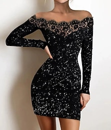 ieftine -Pentru femei Rochii Midi Rochie de petrecere Rochie casual Bodycon Rochie eleganta Elegant Modă Modern În aer liber Petrecere Zilnic Zvelt Simplu Fără manșon De Pe Umăr Negru Primăvară Toamnă