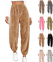 economico -Per donna Pantaloni da tuta Pantaloni in Pile Chinos Vacanza Vintage Streetwear Lunghezza intera Vita media Semplice Tasca Elastico in vita Calore Termico Micro-elastico Elasticizzato All'aperto