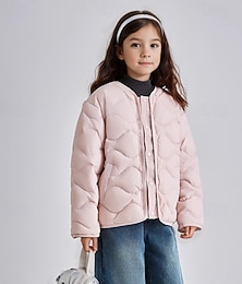 economico -Bambini Ragazze Giacca in piuma Tinta unica Moda Cerniera Scuola Cappotto Capispalla 4-12 Anni Inverno Nero Rosa Blu