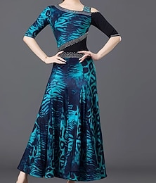 abordables -Danse de Salon Robe Cristaux / Strass Femmes Performance Tenue quotidienne Demi Manches Coton cristal