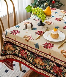 ieftine -Cuvertură de masă de Crăciun de lux cu o frumoasă acoperire rectangulară roșie pentru masa de dining cuvertură pentru masa de ceai de sărbătoare lenjerie de masă festivă pentru decorarea casei în